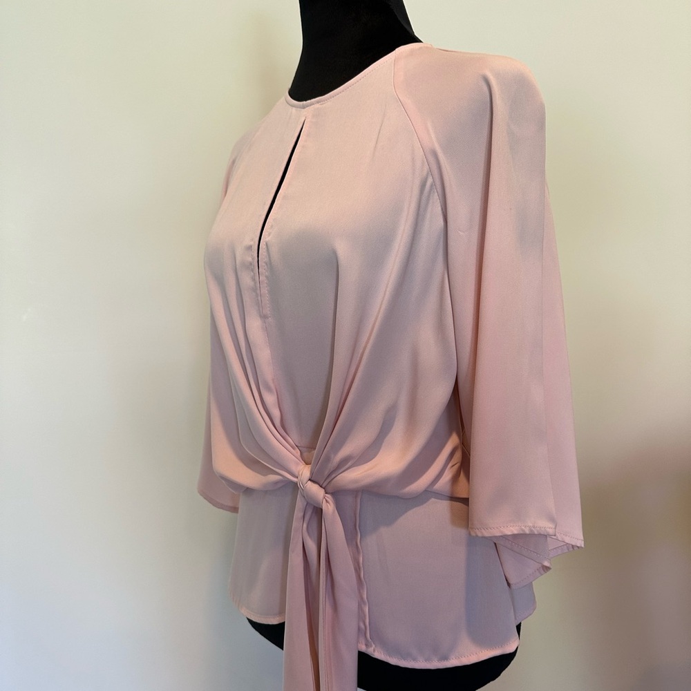Topshop Blush Pink Tie-Front Blouse